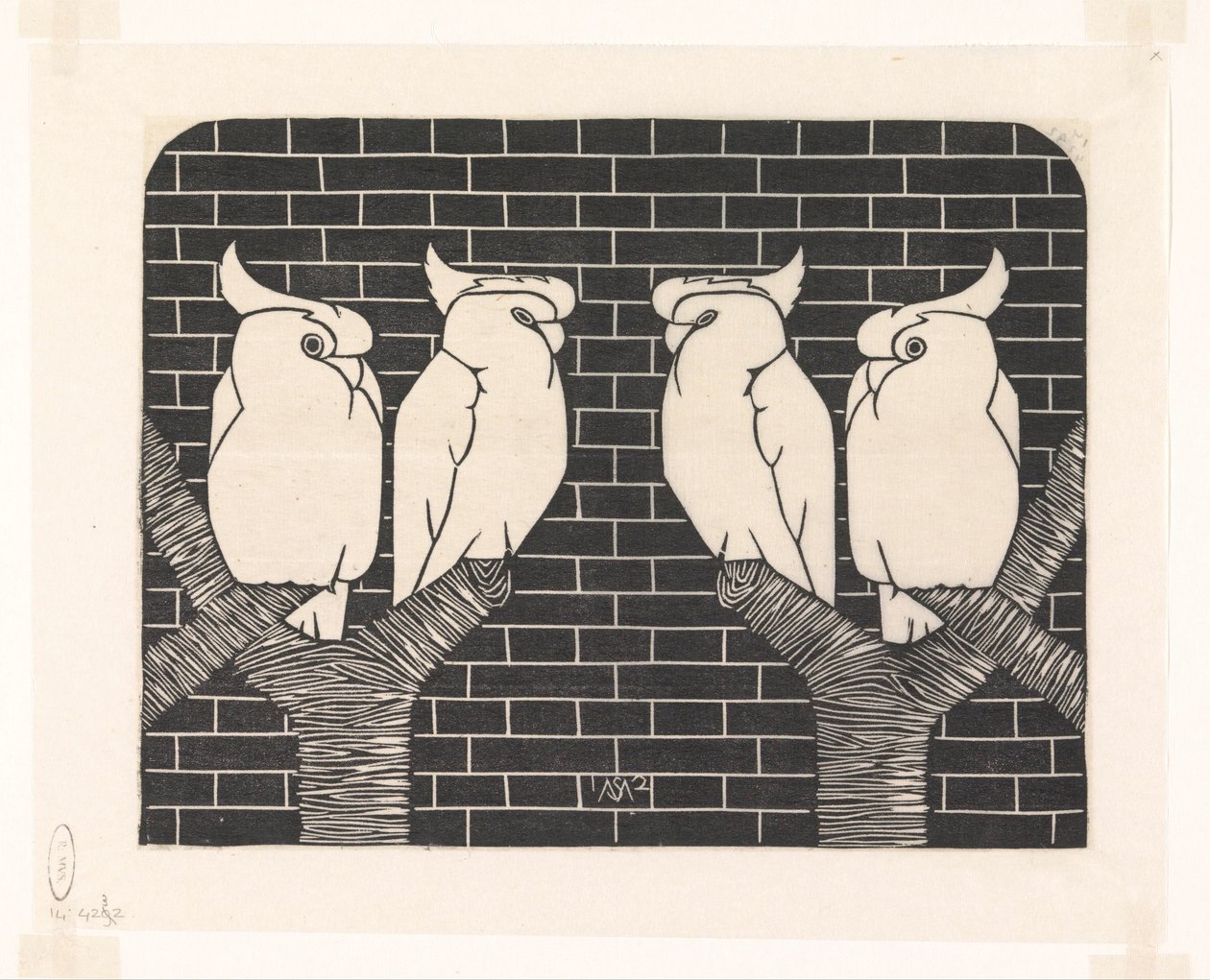 Four Crowned Cockatoos by Samuel Jessurun de Mesquita (signed by artist)