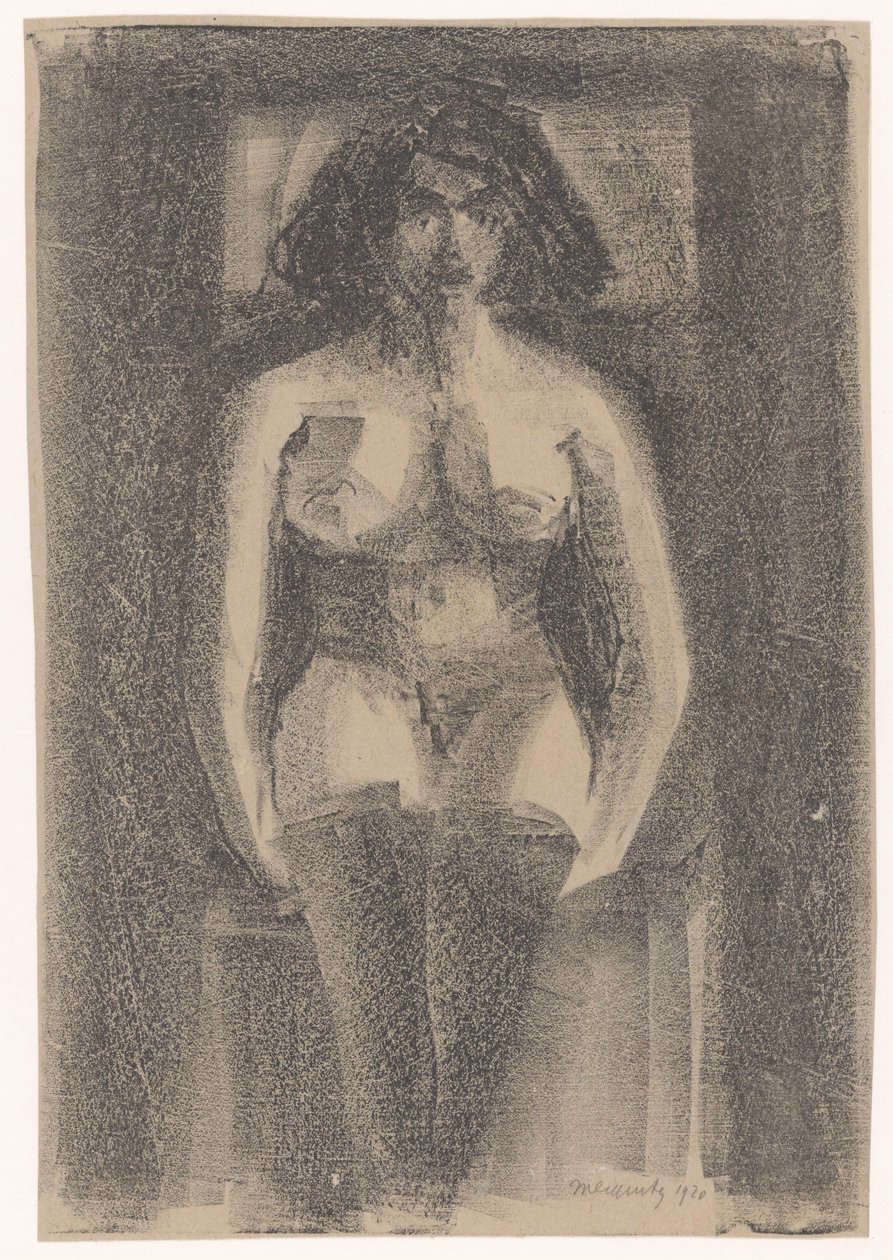 Seated Female Nude with Stockings On by Samuel Jessurun de Mesquita