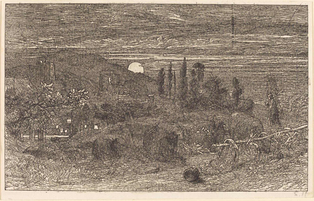 The Rising Moon, or An English Pastoral by Samuel Palmer