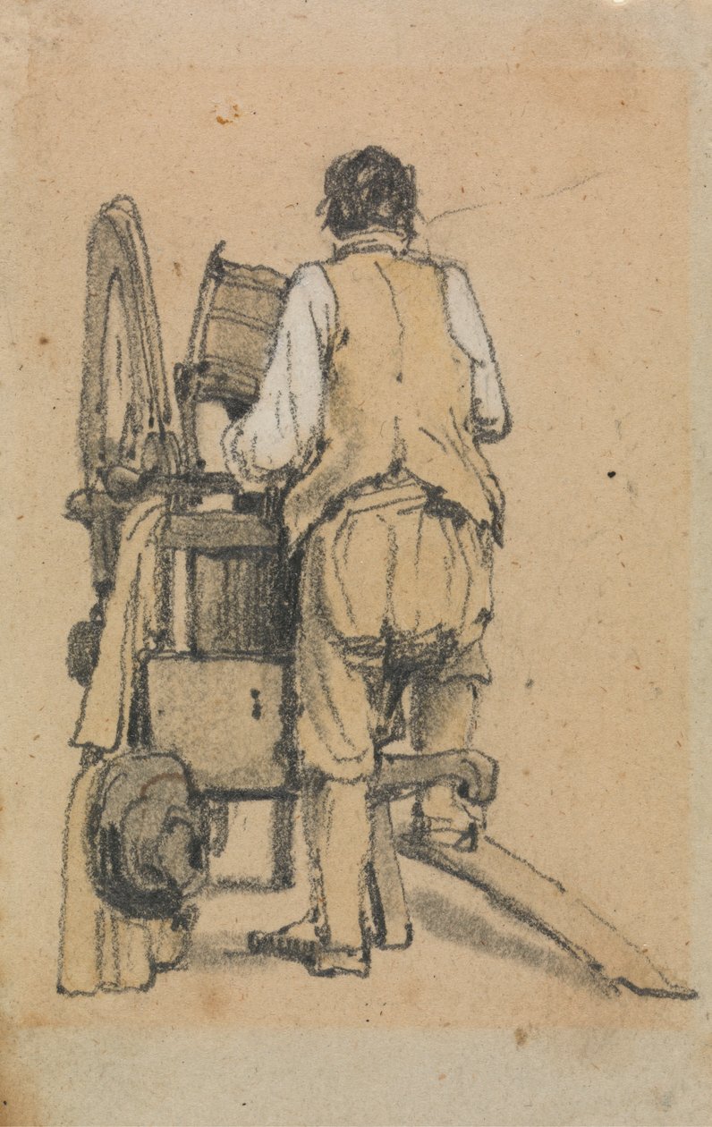 A Laborer Seen From Behind Operating a Machine by Samuel Prout