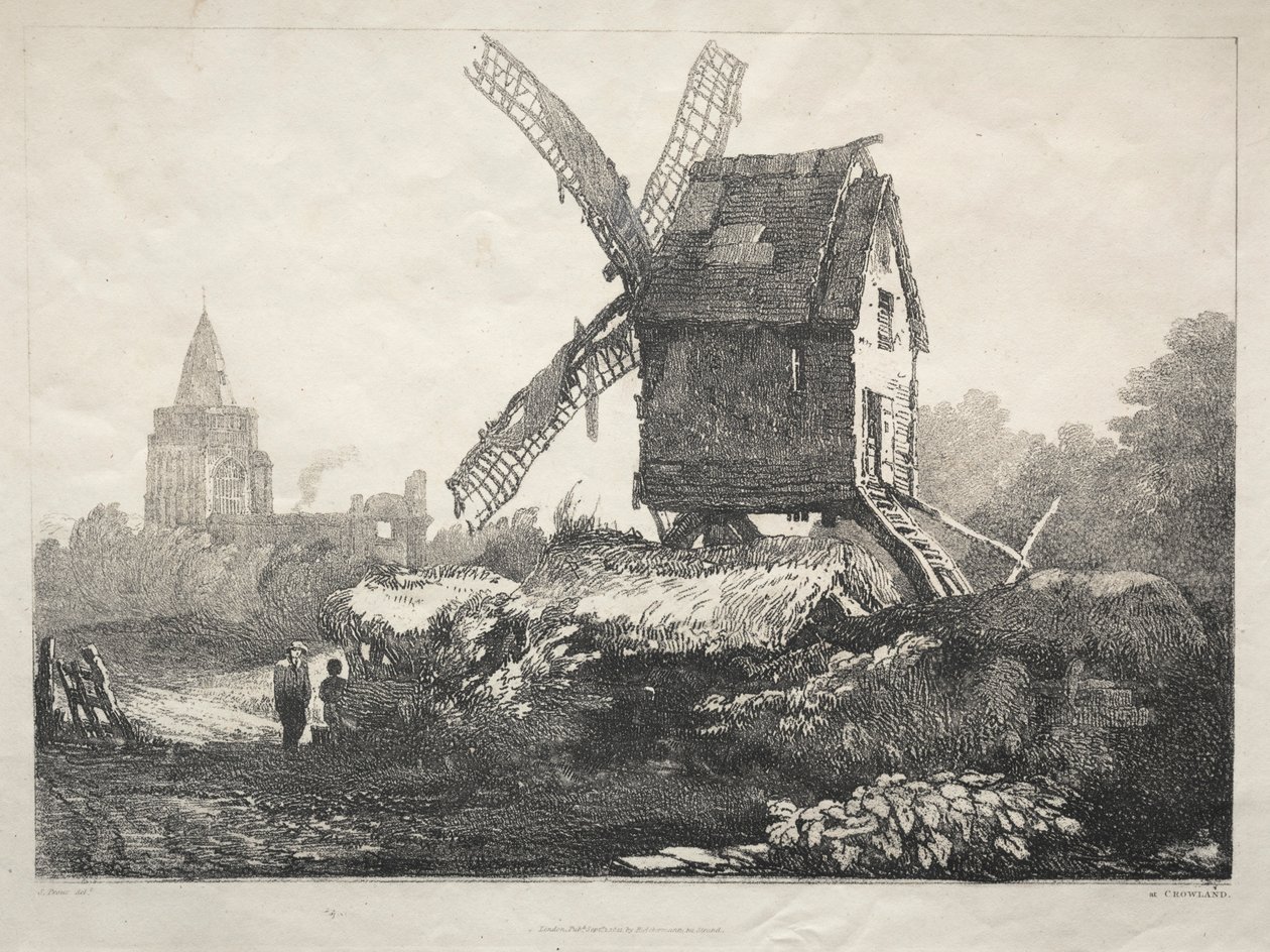 A Series of Ancient Buildings and Rural Cottages in the North of England: At Crowland, Windmill by Samuel Prout