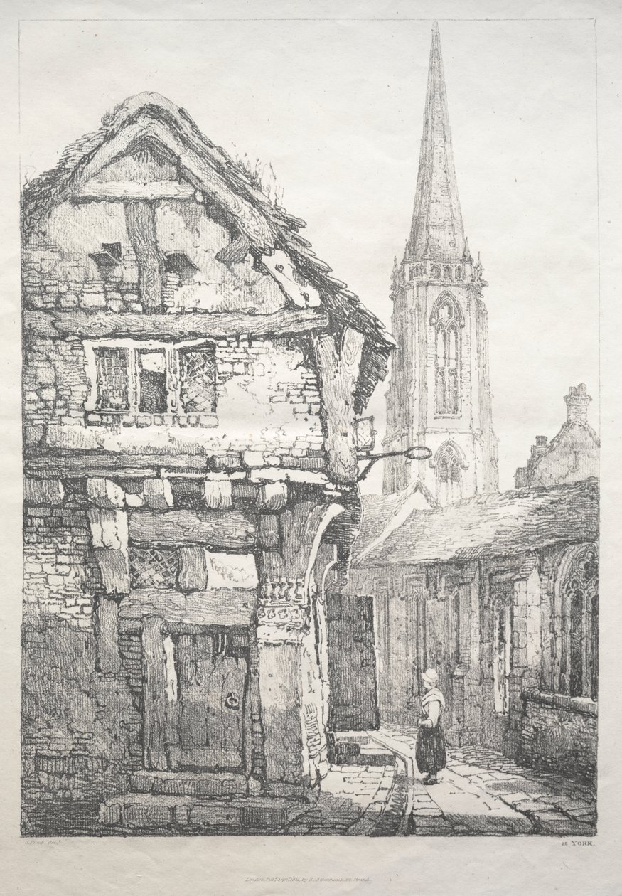 At York, Street beside Cloister Wall by Samuel Prout