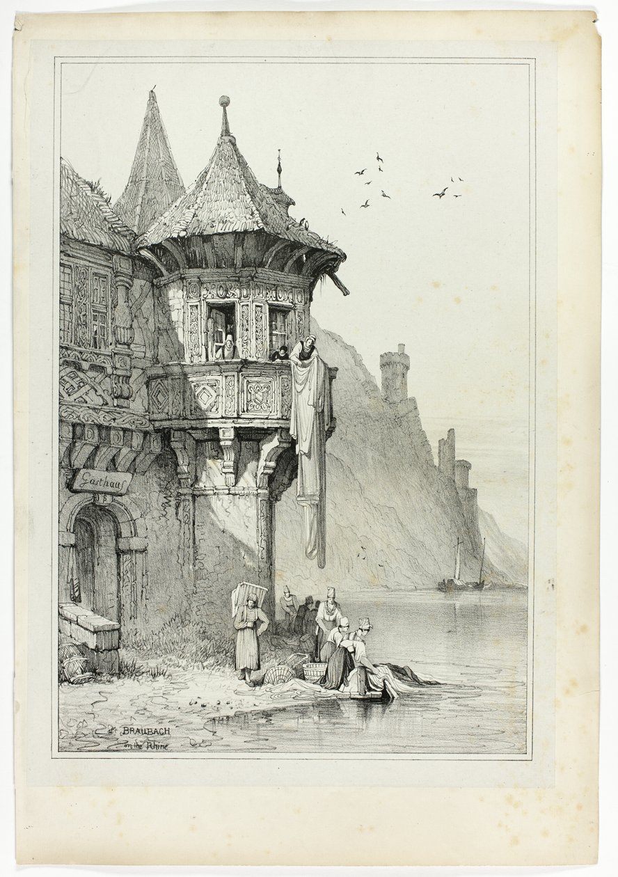 At Braubach on the Rhine by Samuel Prout