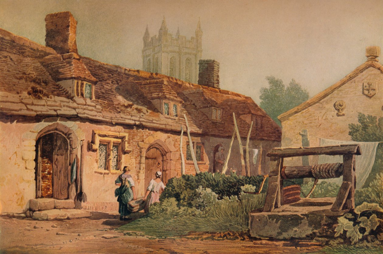 Cottages at Glastonbury, c1819 by Samuel Prout