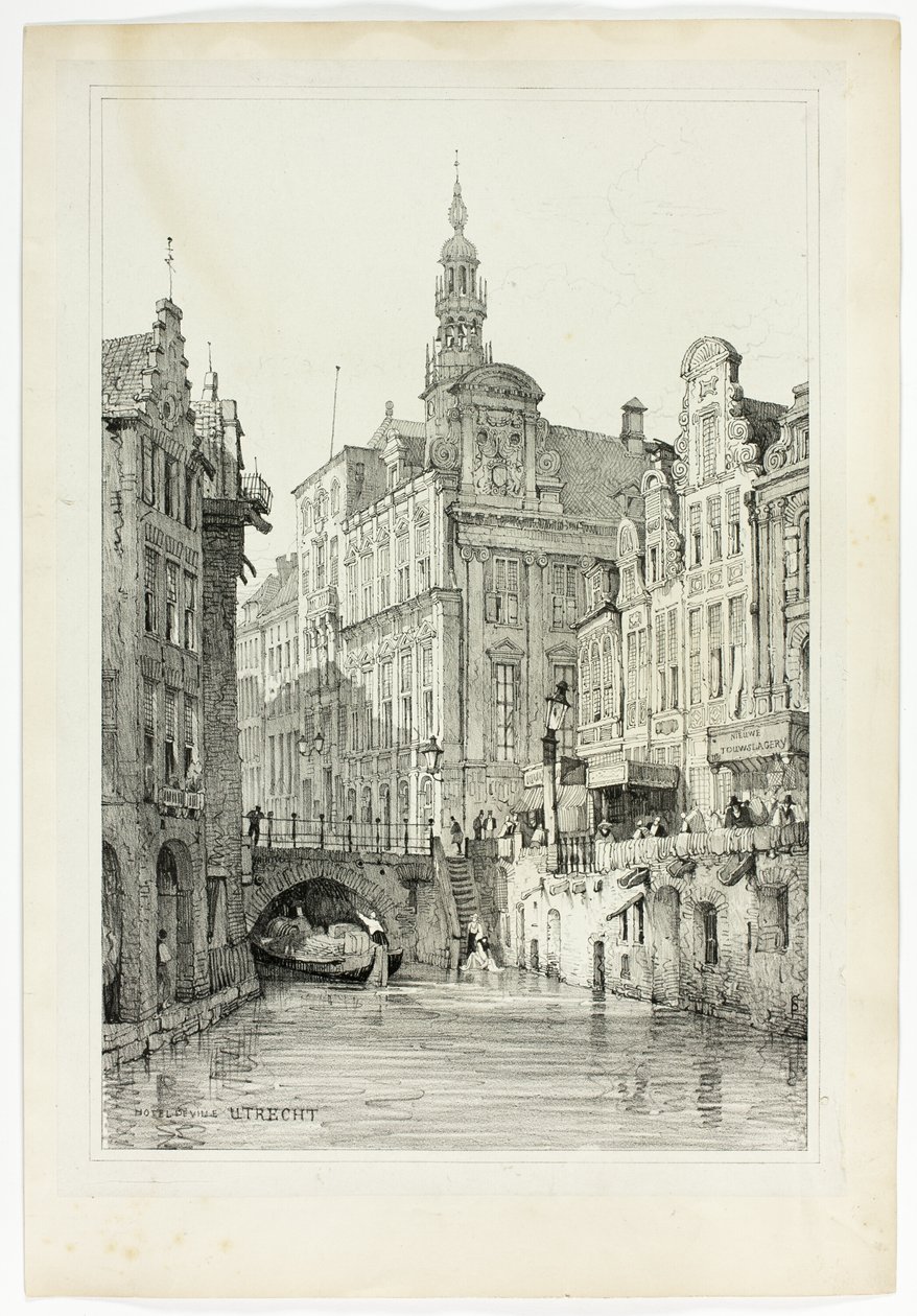 Hotel de Ville, Utrecht, from Facsimiles of Sketches made in Flanders and Germany by Samuel Prout