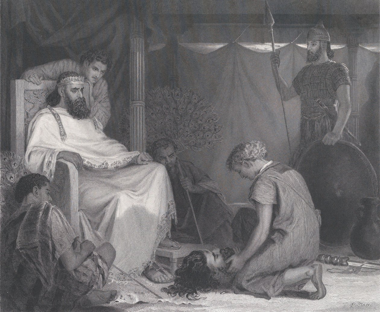David Brought Before Saul, from The Art Journal, opposite p. 100 by Samuel S. Smith