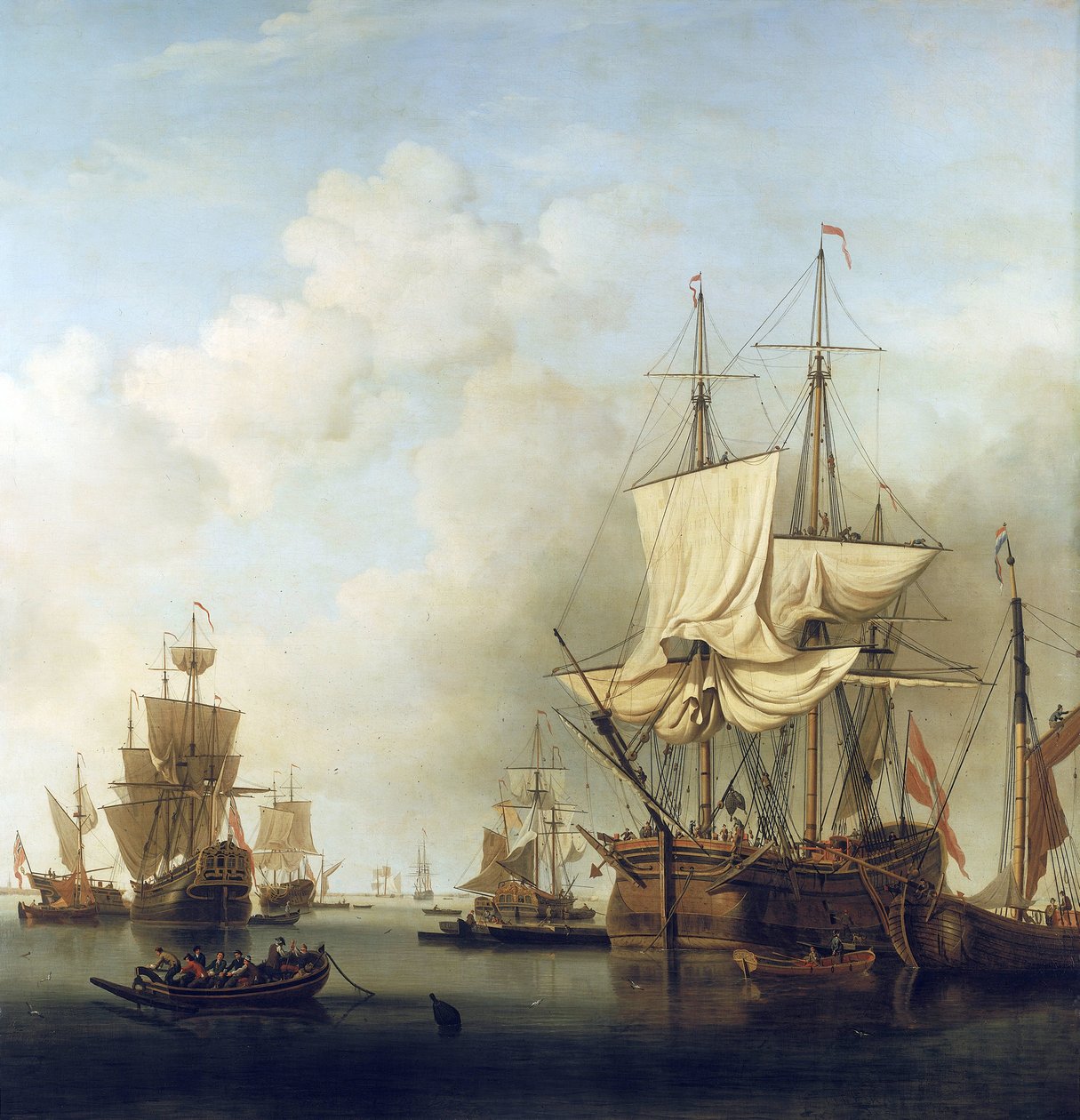 Danish wood transport ship, in the mouth of the Thames, to Gravesend (England) by Samuel Scott