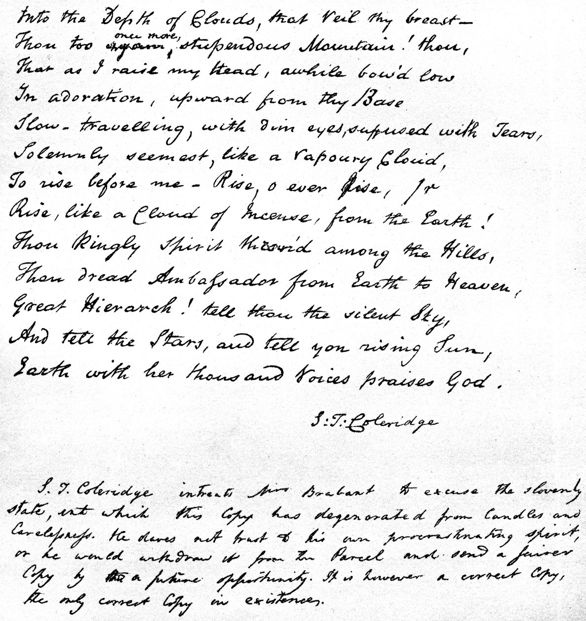 Last lines of Coleridge