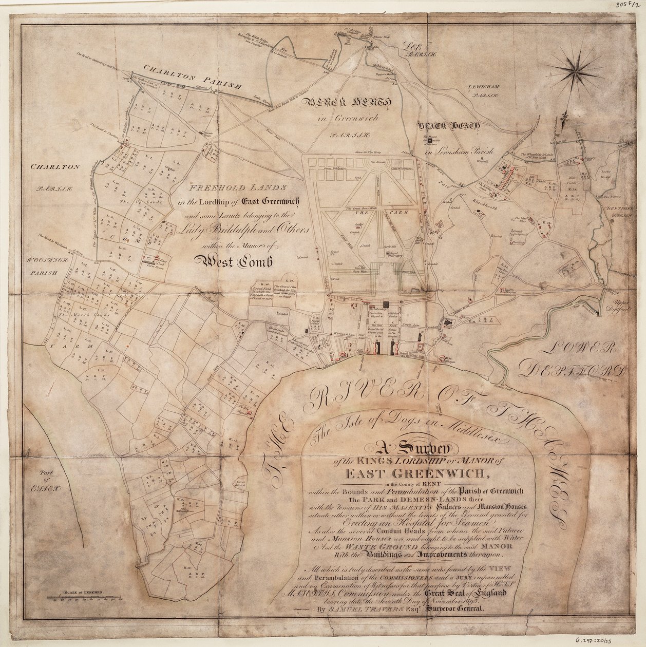 A survey of the Kings lordship or manor of East Greenwich by Samuel Travers