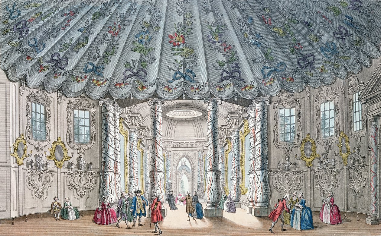 Interior View of the Elegant Music Room in Vauxhall Gardens, Engraved by H. Roberts, 1752 by Samuel Wale