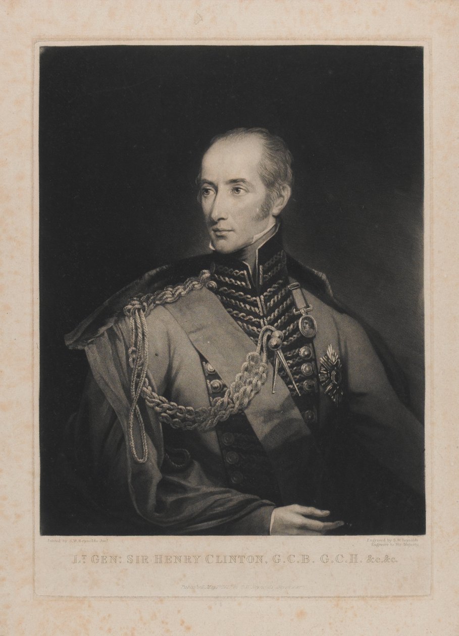 Lt General Sir Henry Clinton, engraved by Samuel William Reynolds I, 1st May 1827 by Samuel William II Reynolds