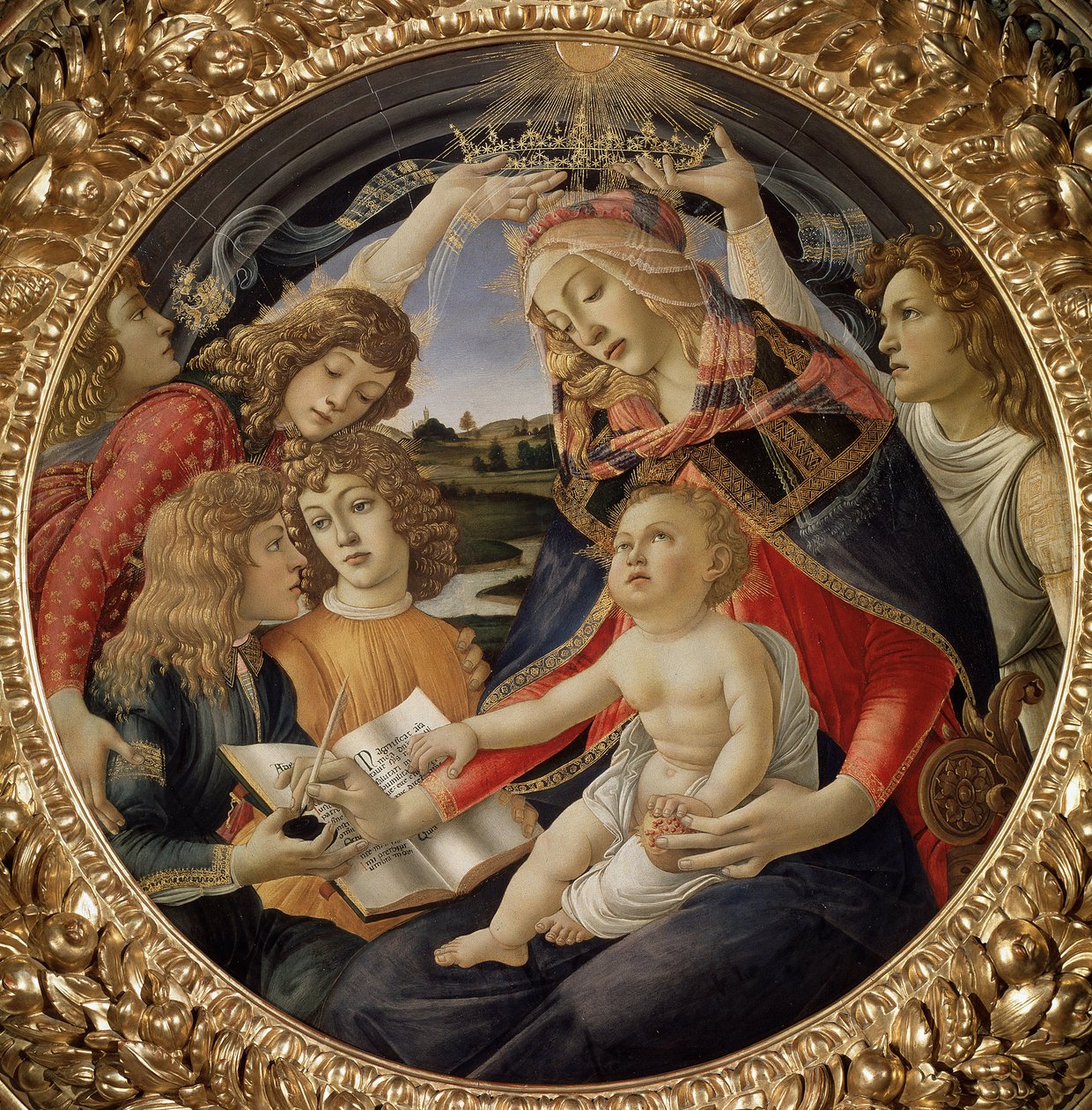 Madonna of the Magnificat or Virgin with Child and Five Angels by Sandro Botticelli