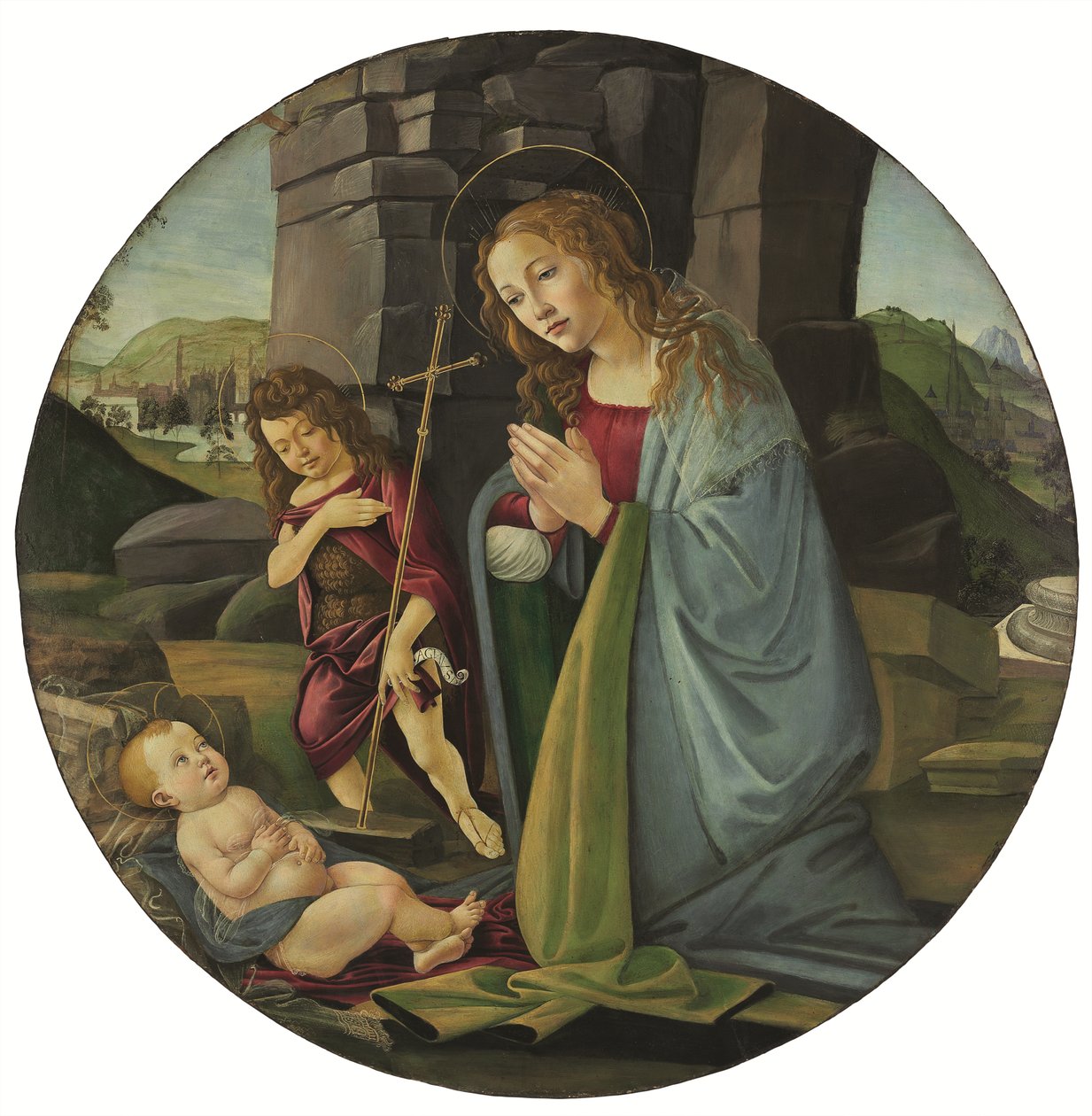 The Madonna Adoring the Christ Child with the Young Saint John the Baptist by Sandro (and workshop) Botticelli