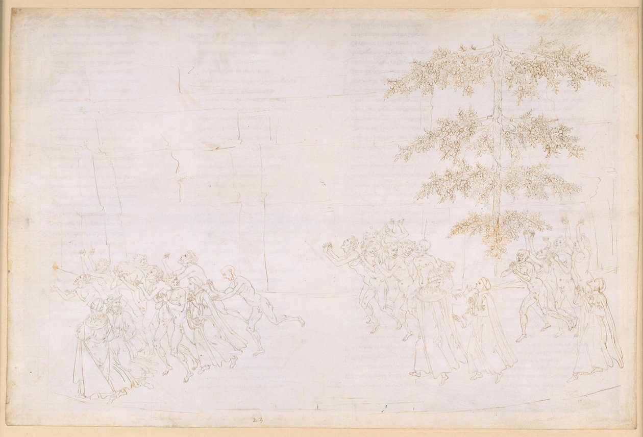 The Divine Comedy, Purgatorio XXIII. Sixth Ring of Purgatory: Penance of the Gluttons; Meeting with Forese Donati by Sandro Botticelli