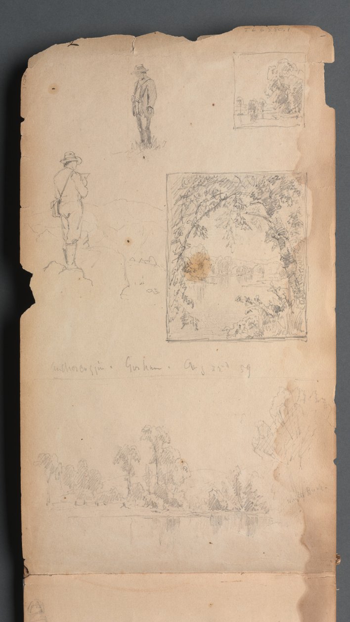 Sketchbook, page 01: Self Portraits with Vignettes by Sanford Robinson Gifford