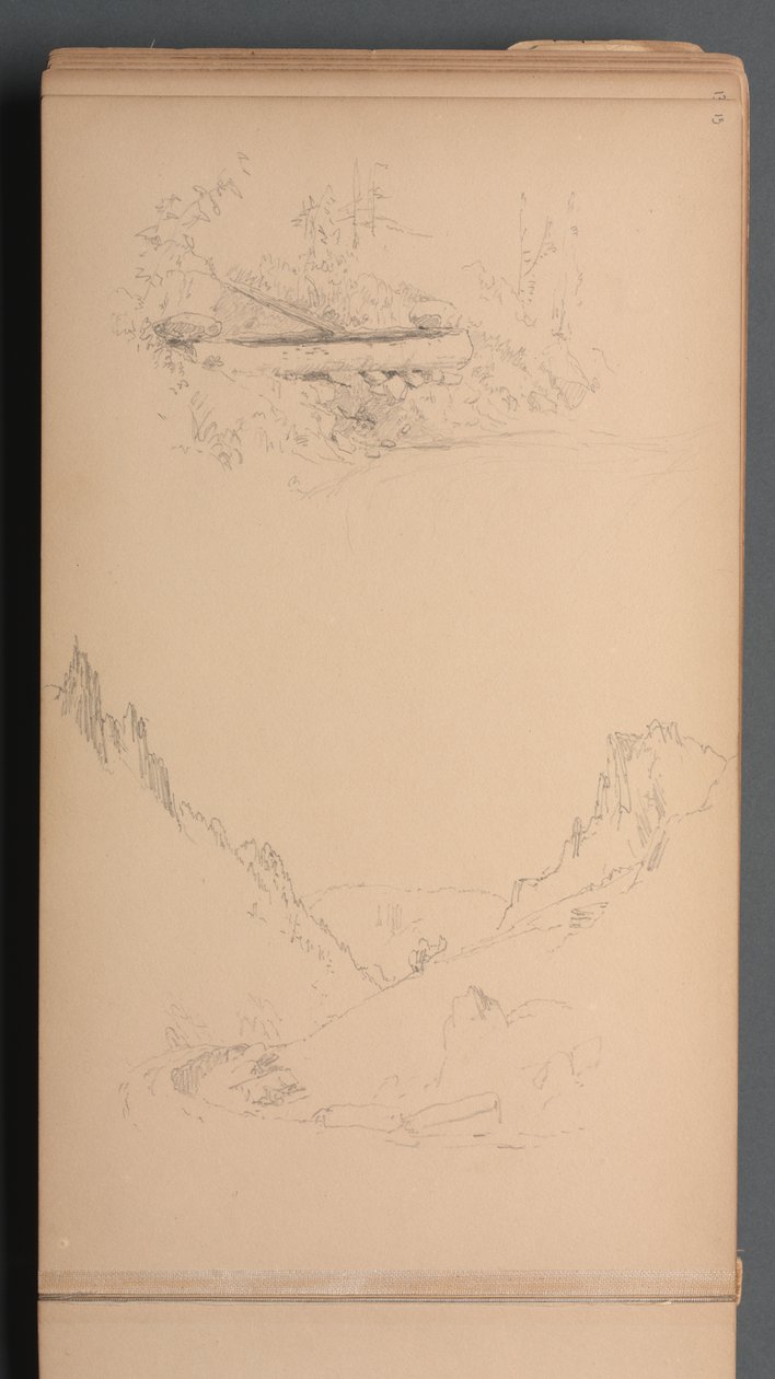 Sketchbook, page 15: Landscapes, Berlin Falls by Sanford Robinson Gifford