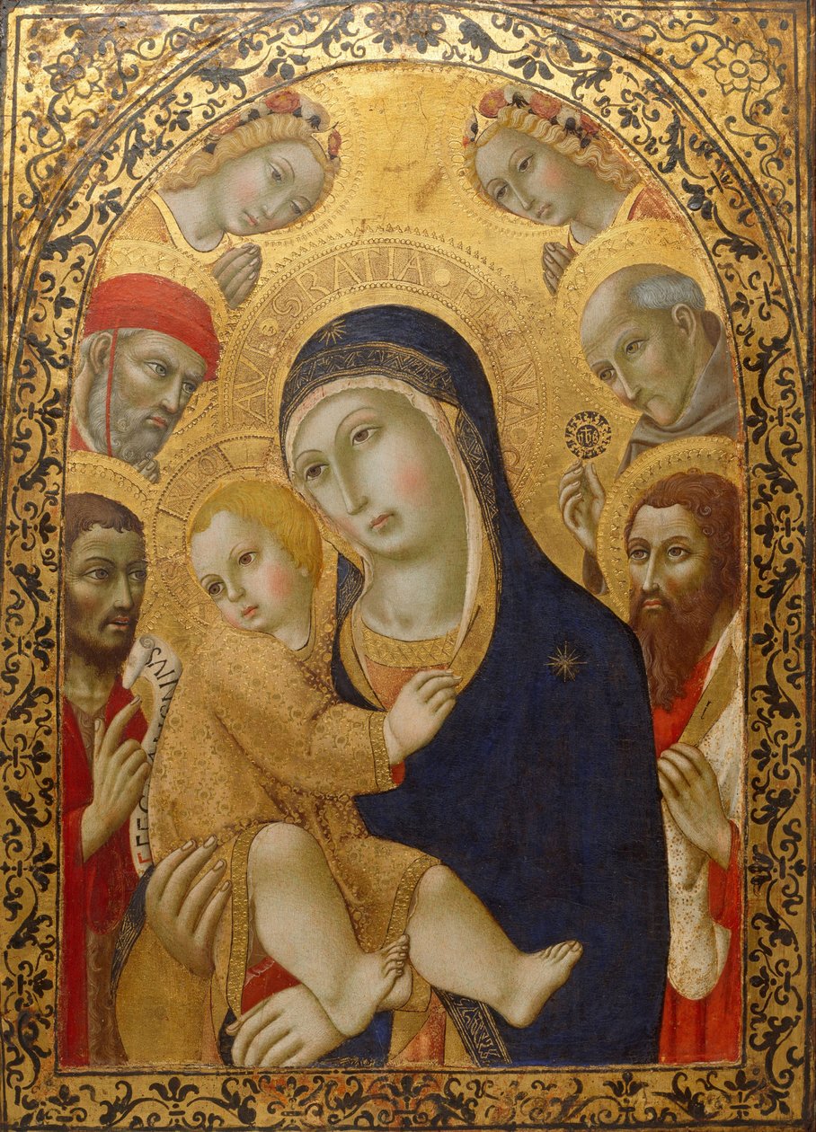 Madonna and Child with Saints Jerome, John the Baptist, Bernardino and Bartholomew by Sano di Pietro