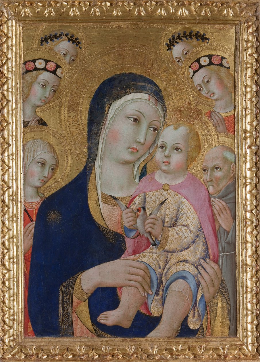 Madonna with Child, Saints Apollonia and Bernardino and Four Angels by Sano di Pietro