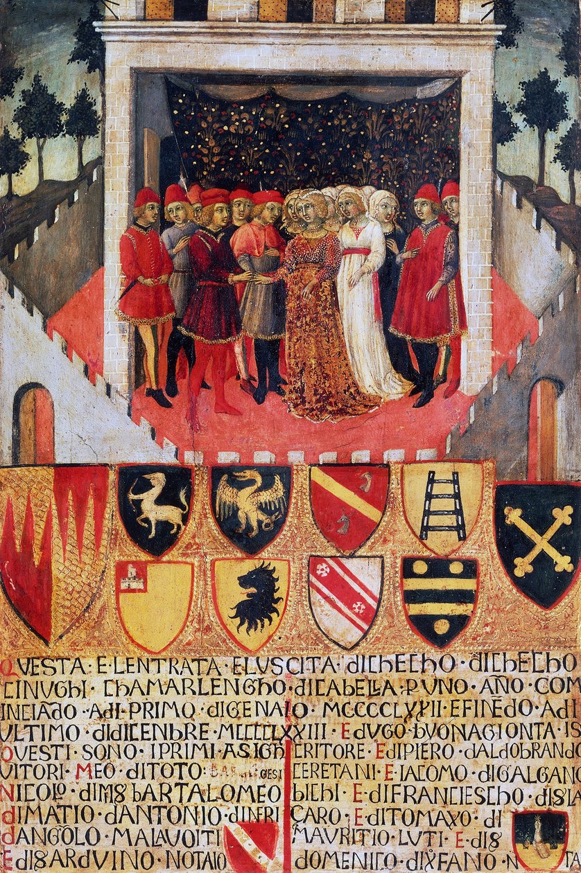 The Gift of the Ring, Wedding Scene Between Sienese Noble Families by Sano di also Ansano di Pietro di Mencio Pietro
