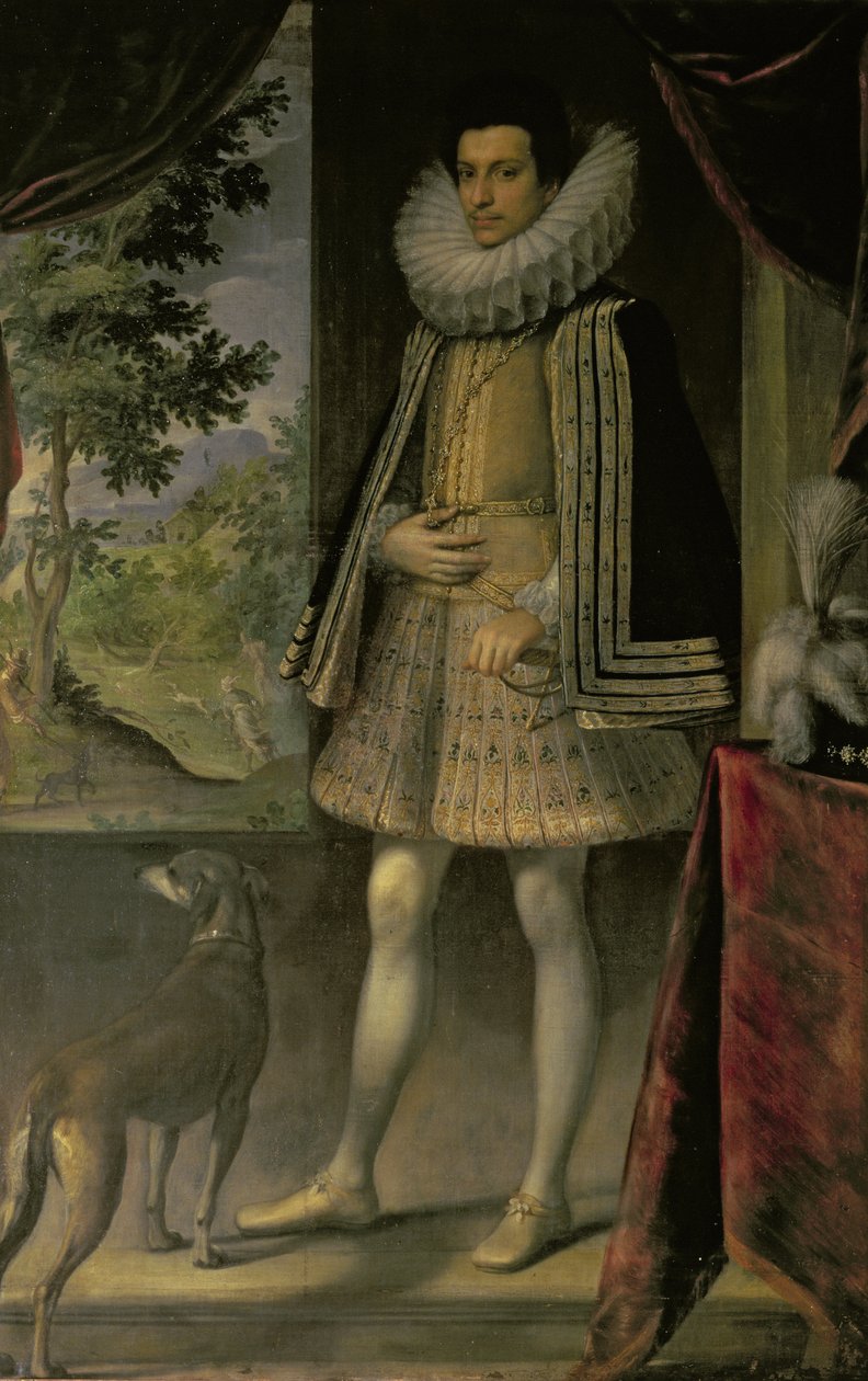 Portrait of a Gentleman with a Dog by Sante Peranda