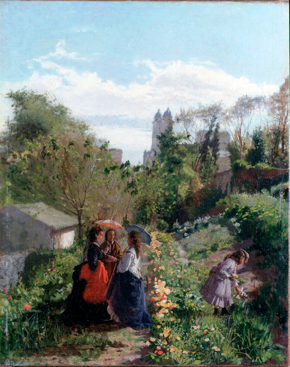 Ladies in a Garden by Sante Bertelli