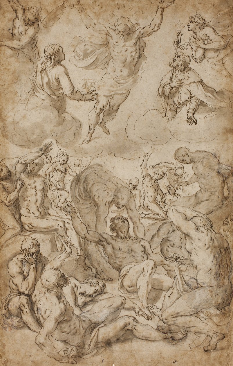 Saint Roch and the Virgin Interceding with Christ on Behalf of Plague Victims by Sante Peranda