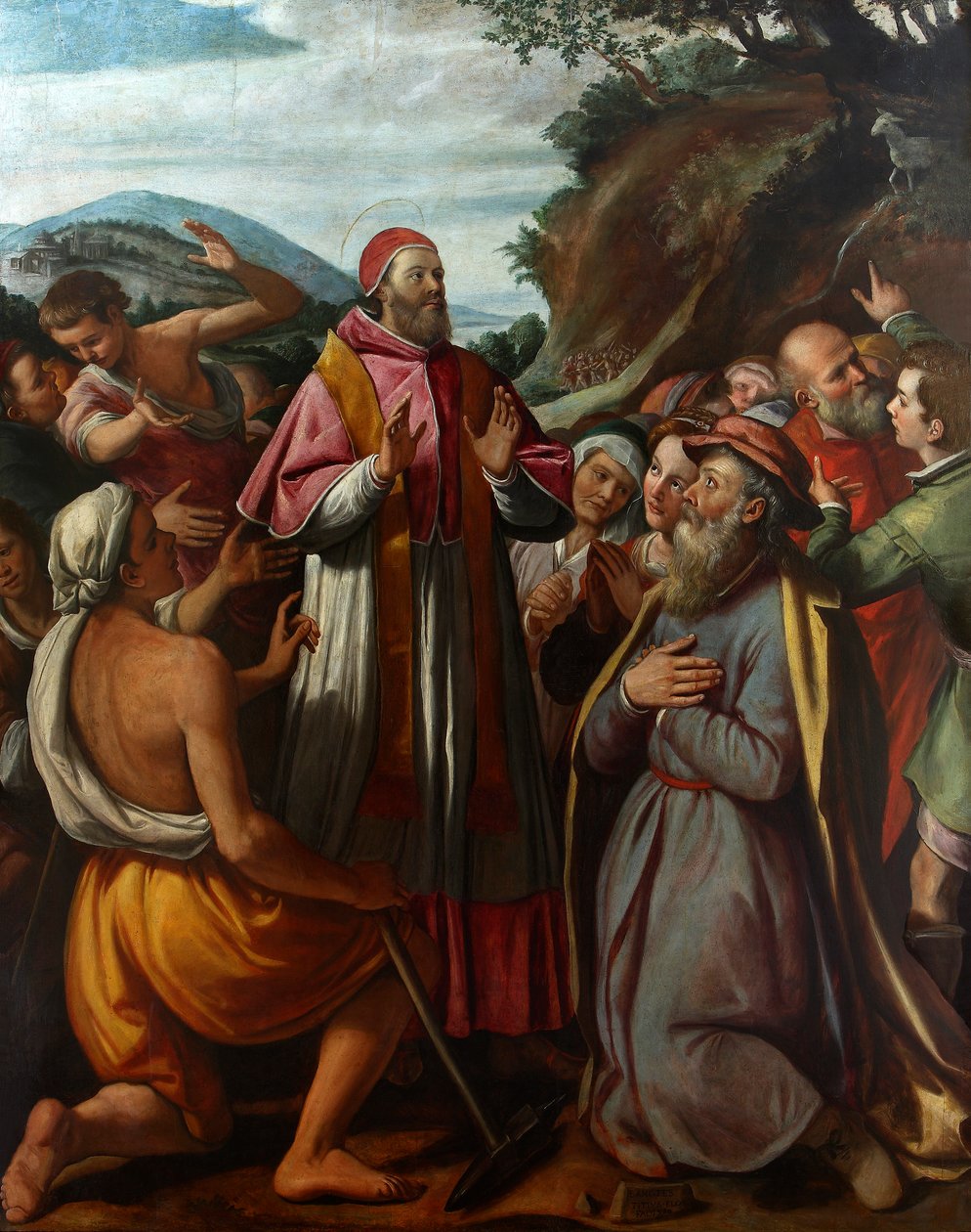 Saint Pope Clement I, surrounded by believers, 1592 by Santi di Tito