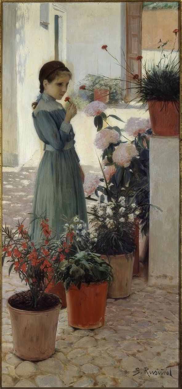 Flowers. The Girl with the Carnation by Santiago Rusiñol