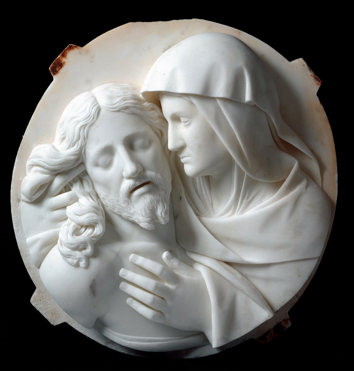 Pieta Marble Sculpture by Santo Varni (1807-1885) 1863-1870. From the collection of Prince Odon di Savoia. Genoa, Galleria d