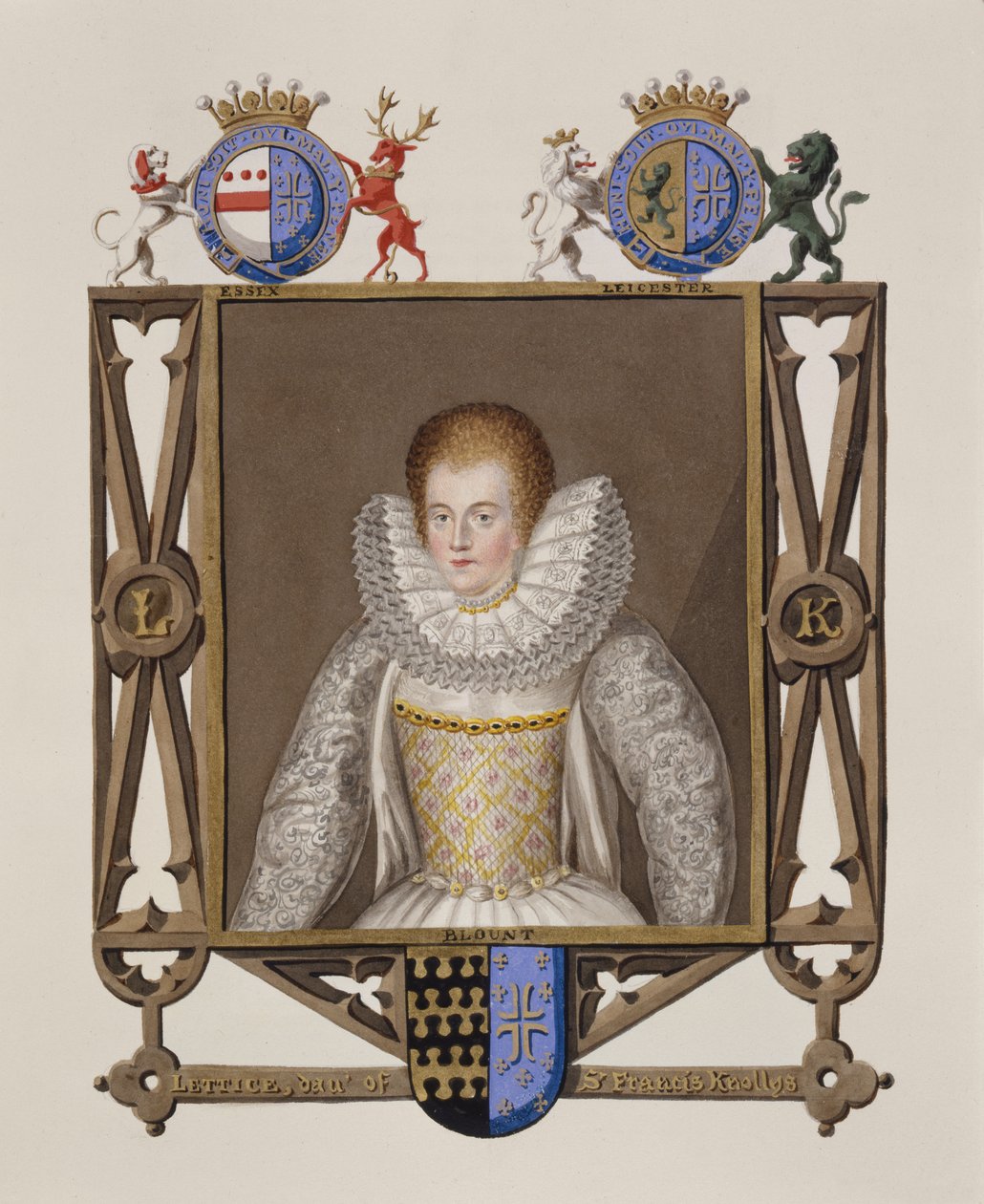 Portrait of Lettice Knollys Daughter of Sir Francis Knollys from Memoirs of the Court of Queen Elizabeth by Sarah Countess of Essex