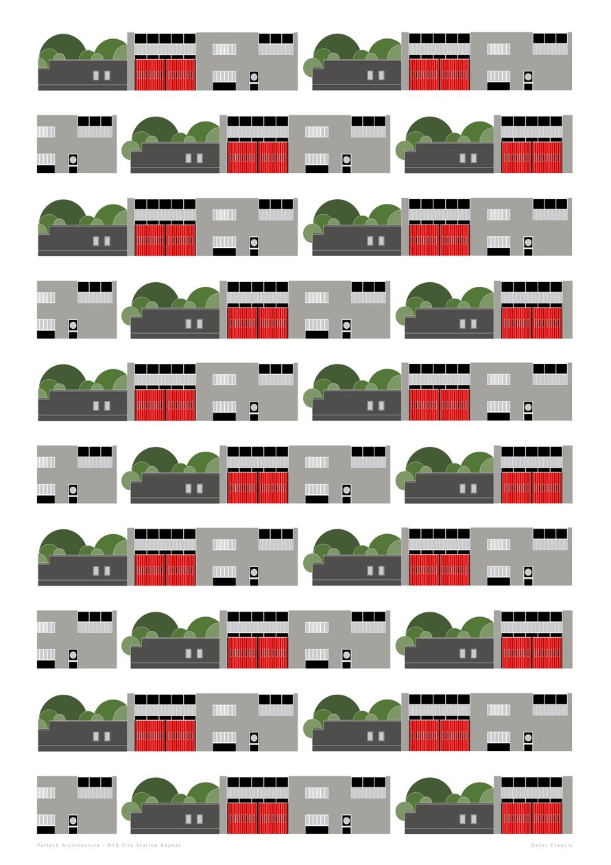 Fire Station Repeat Print, 2014 by Sarah Evans