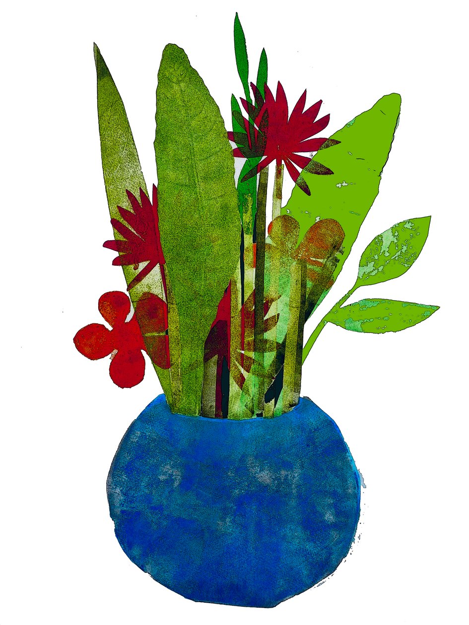 Bowl of Leaves and Flowers by Sarah Thompson Engels