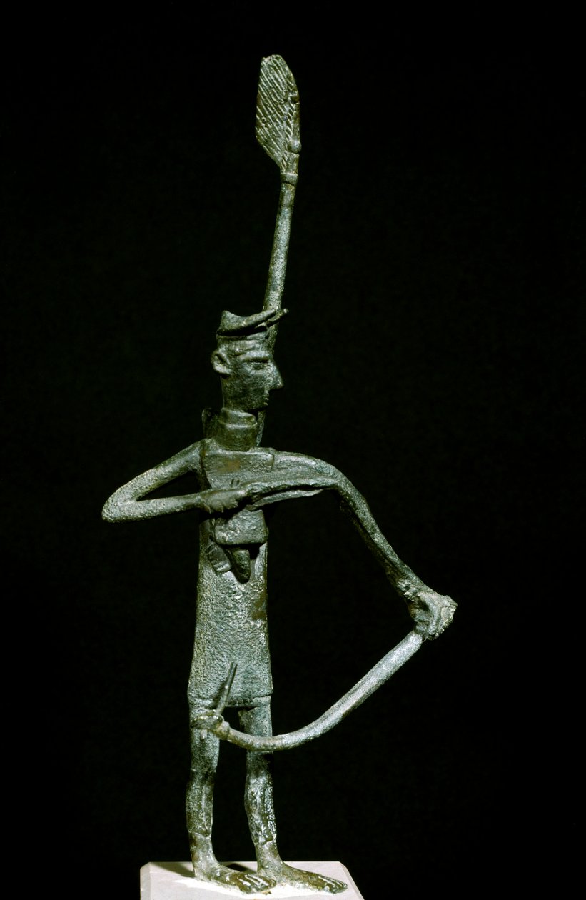 Nuragic culture (nuraghi) Sardinian: bronze archer statuette. 8th-7th century BC. Cagliari, Museo Nazionale Archeologico, Sardinia, Italy by Sardinia Nuragic Civilization