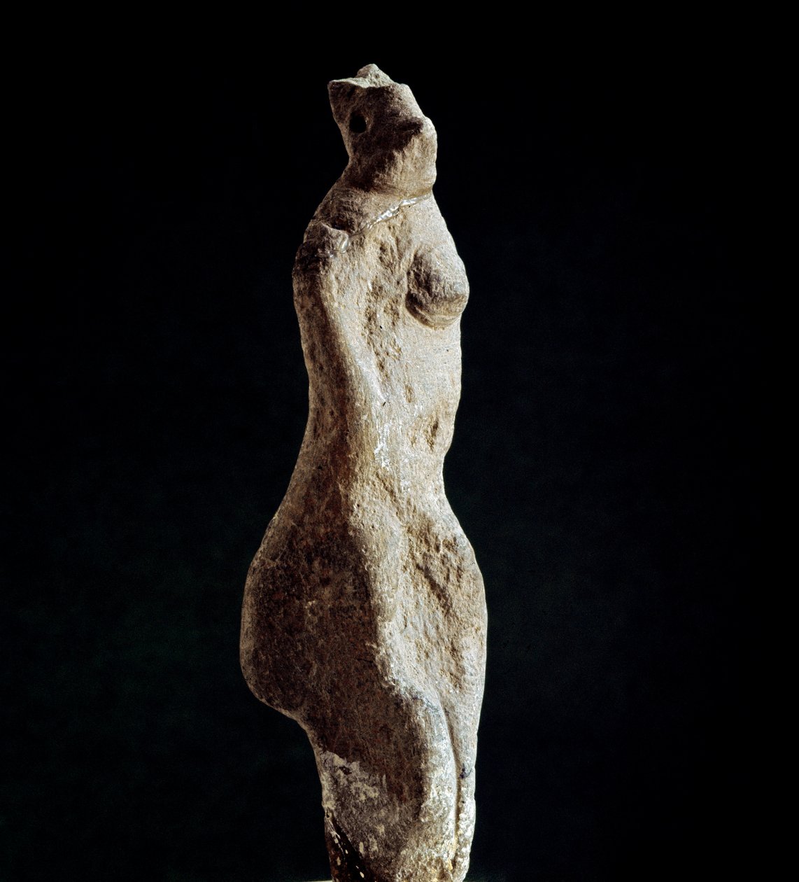 Nuragic culture: limestone statuette of Venus steatopigic, from Macomer. Dating from the prenuragic period. Cagliari, Museo Nazionale Archeologico, Sardinia, Italy by Sardinia Nuragic Civilization