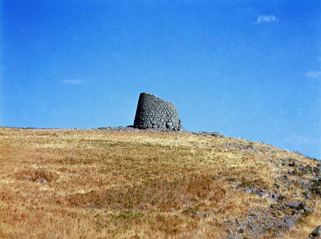 Nuragic culture (nuraghi) Sardinian: ruins of the nuragic city on the megalithic site of Macomer: one of the nuragic towers. Macomer, Sardinia Italy by Sardinia Nuragic Civilization