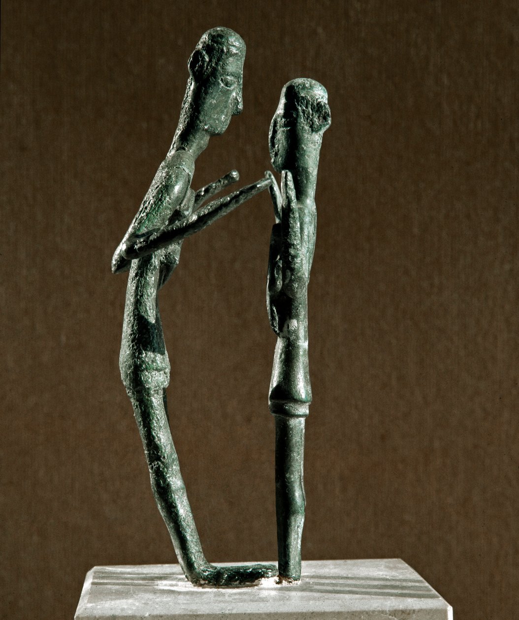 Nuragic culture: sculpted group of bronze wrestlers by Sardinia Nuragic Civilization