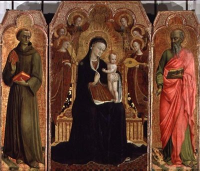 Madonna and Child Enthroned with Six Angels, SS. Anthony of Padua and John the Evangelist by Sassetta c.1392 1450 Sassetta c.1392 1450