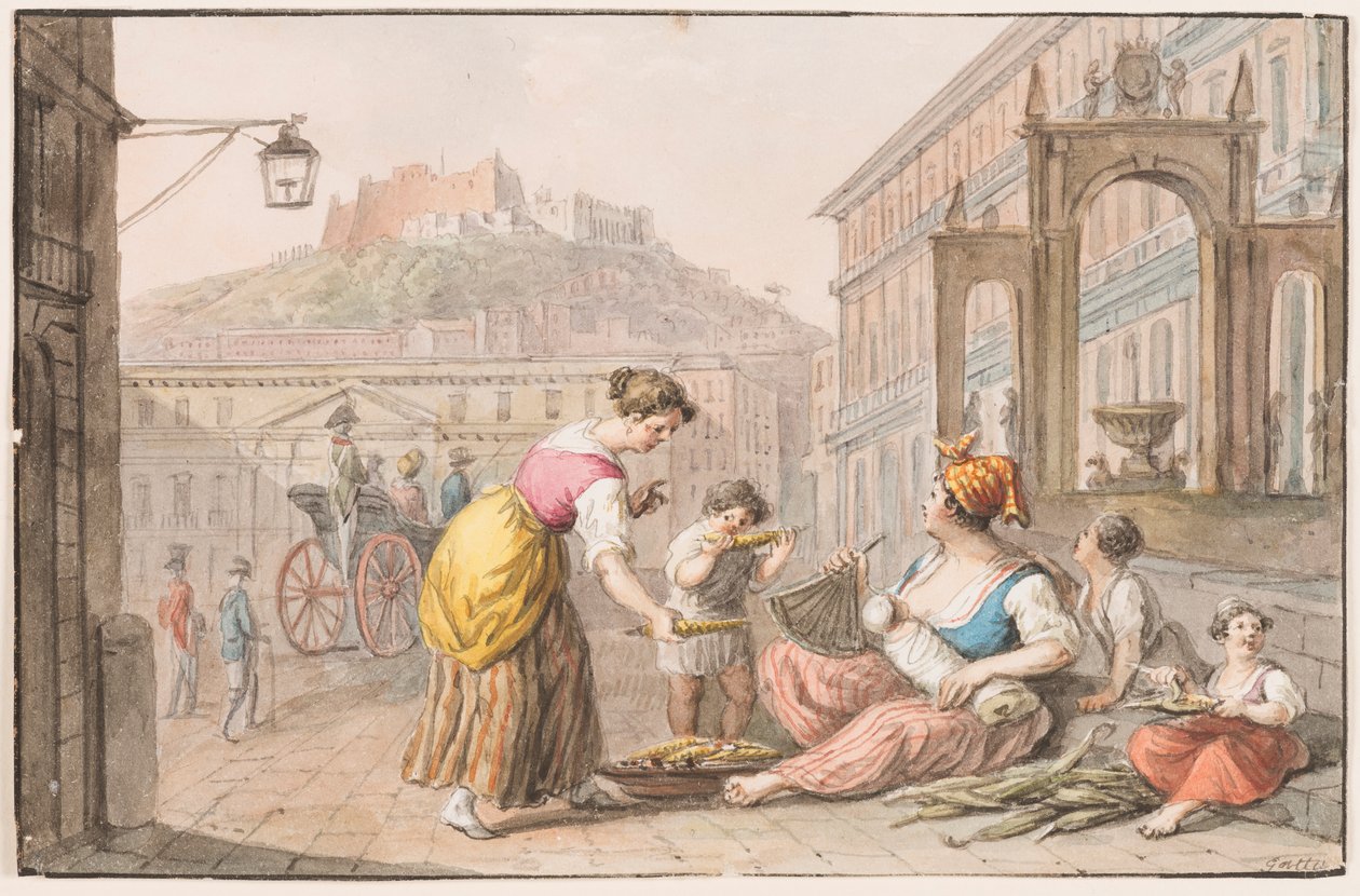 A Woman Selling Roasted Corn by Saverio della Gatta