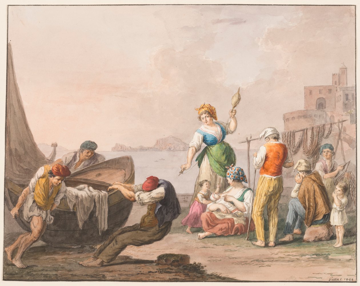 On the Shore in Chiaja by Saverio della Gatta