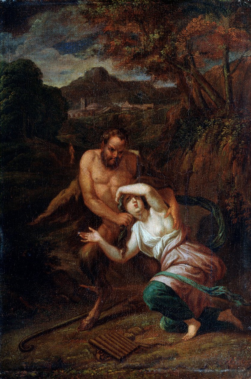 Pan and the Nymph Syrinx, 17th Century by Sébastien Bourdon