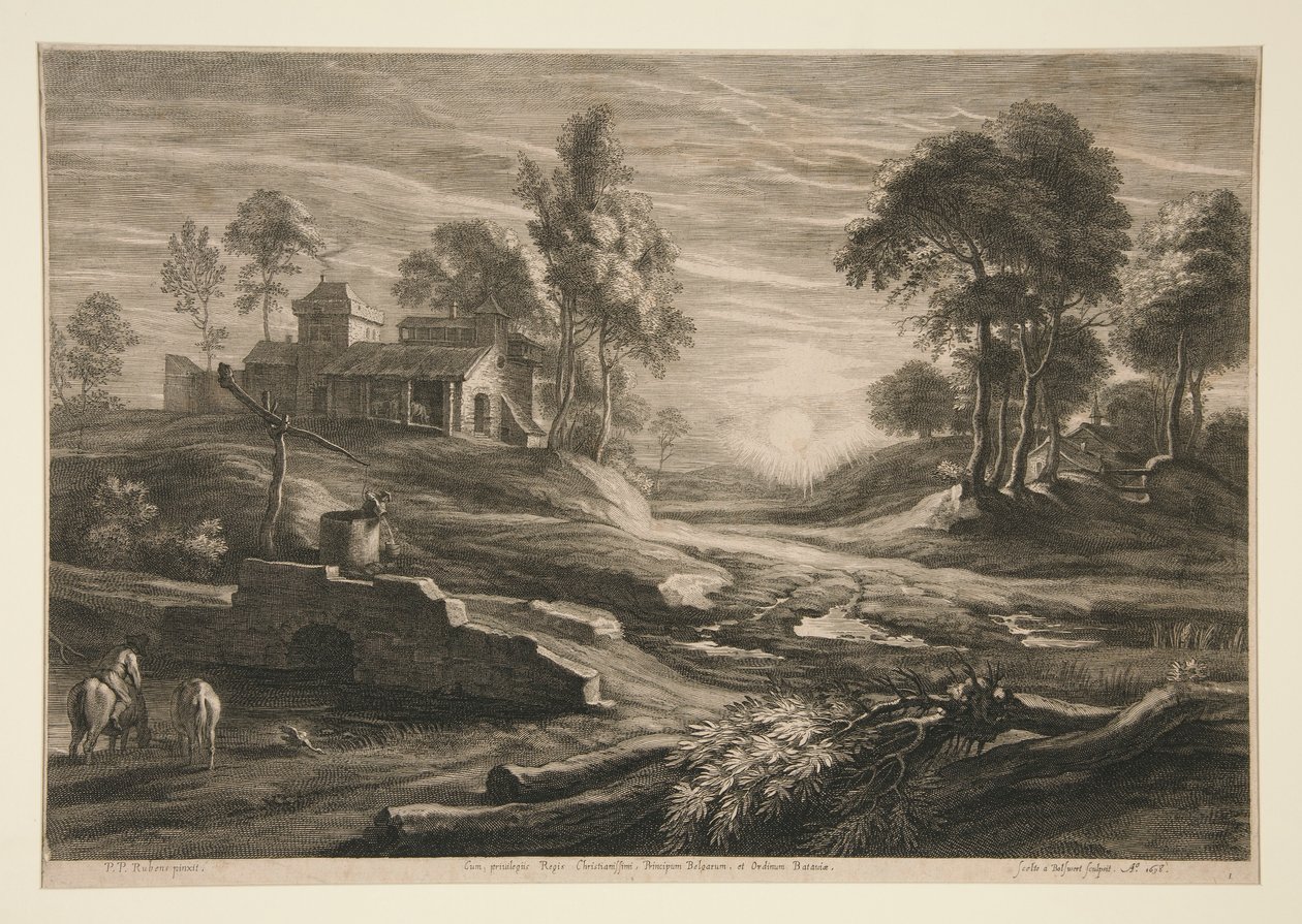 Farm and Stream at Sunset by Schelte Adams Bolswert
