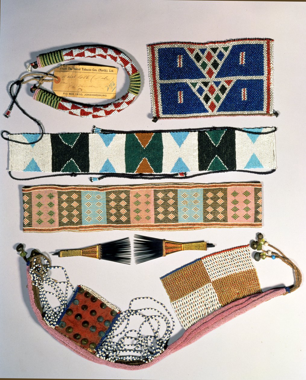Collection of Zulu beaded artefacts by School African