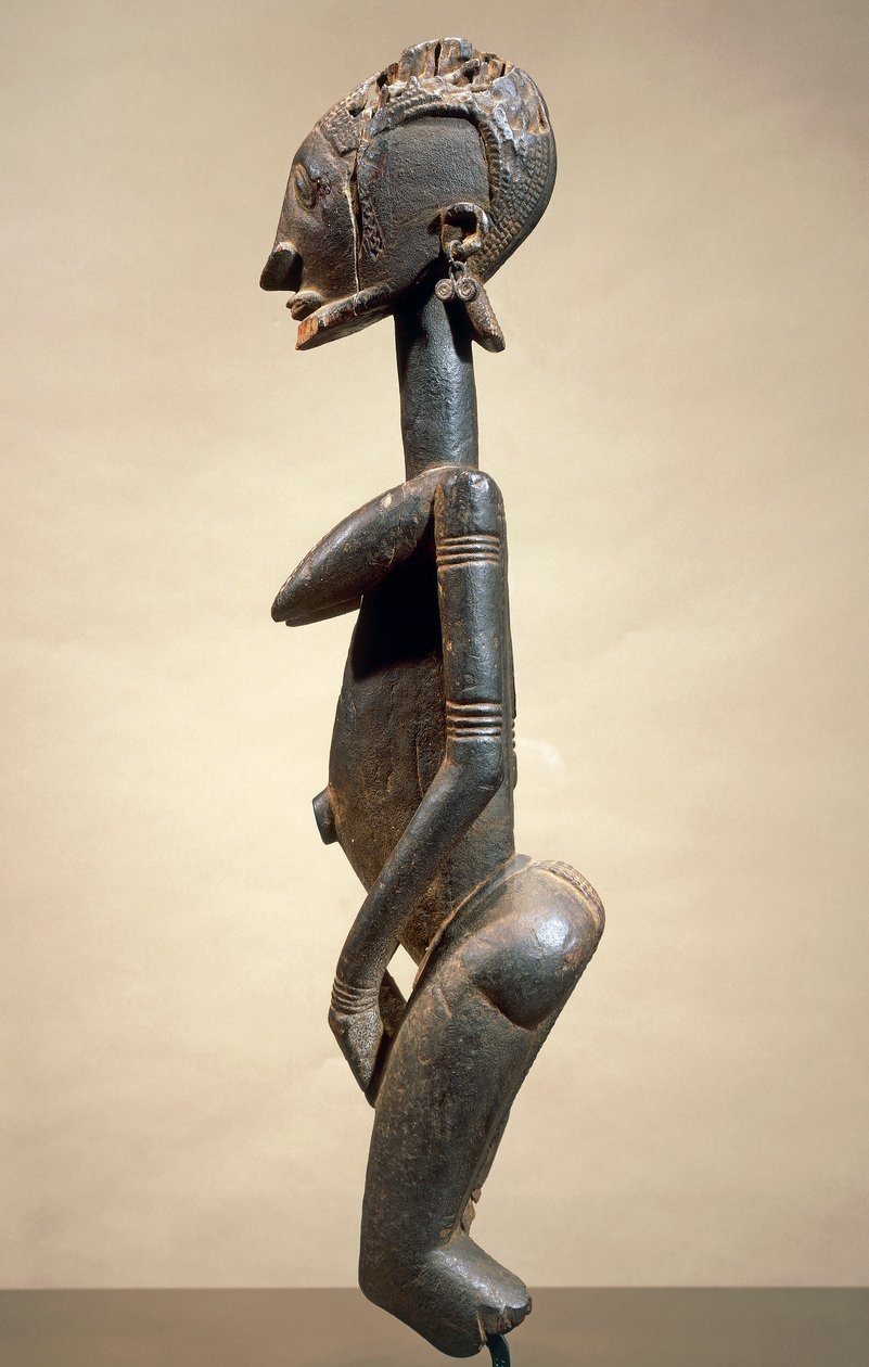 Wood and metal sculpture, by Master of Slanting Eyes, height 59 cm, Dogon tribal art Mali by School African