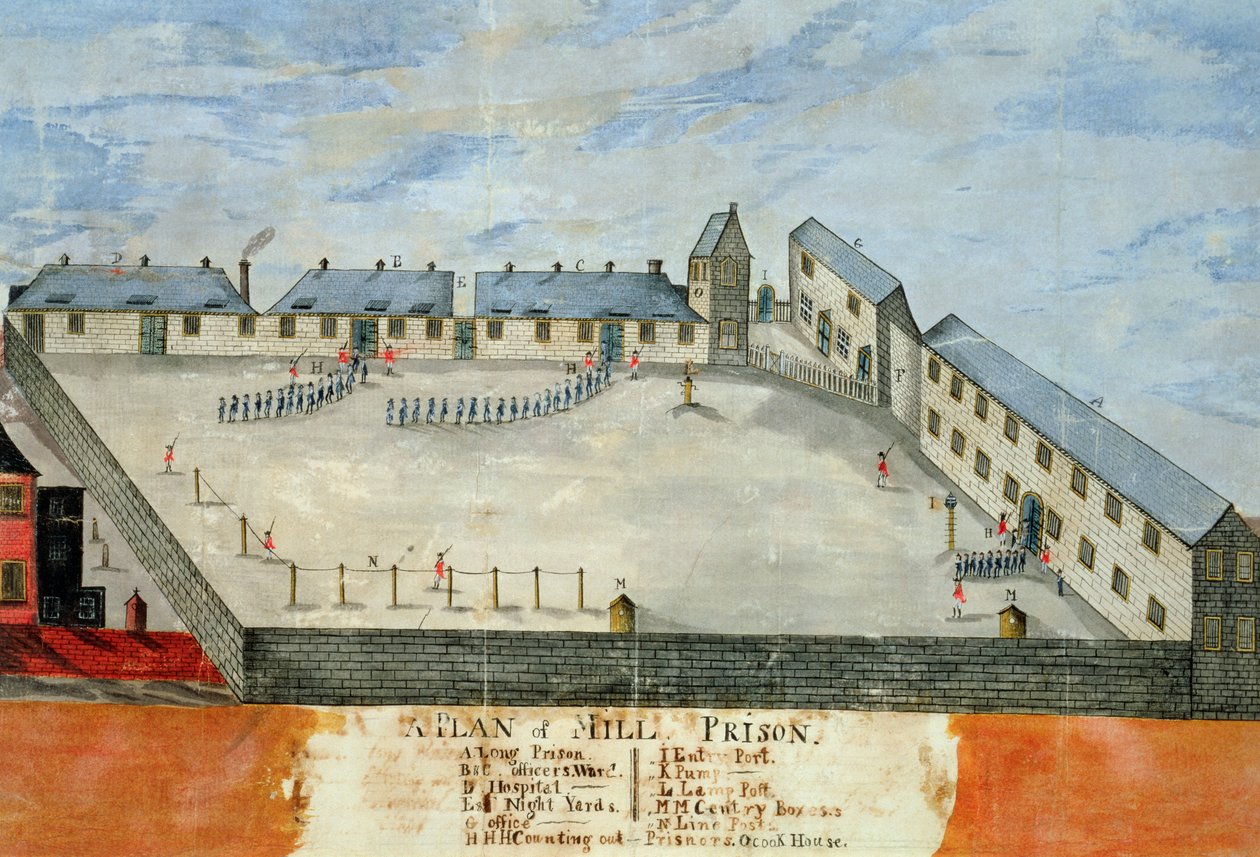 Plan of Mill Prison, Late 18th or Early 19th Century by School American
