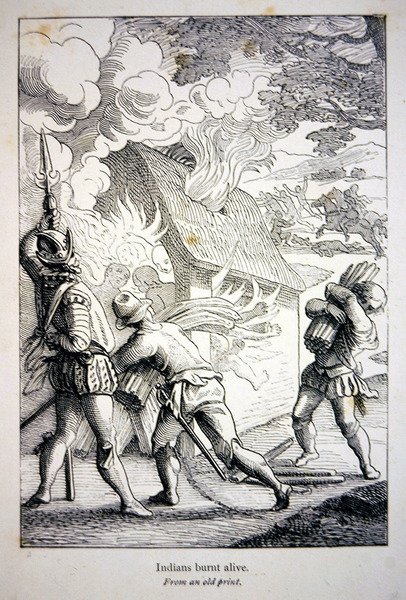 The Spanish in America burning an Indian village by School American