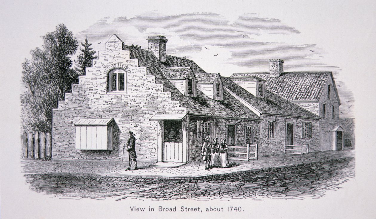 View of Broad Street, New York City c.1740 by School American