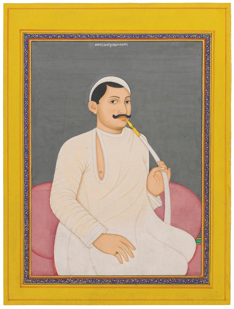 A seated portrait of Ram Chandra Lahiri, Dewan of Cooch Bewar (1829 - 1842, c. 1840) by School Bengali