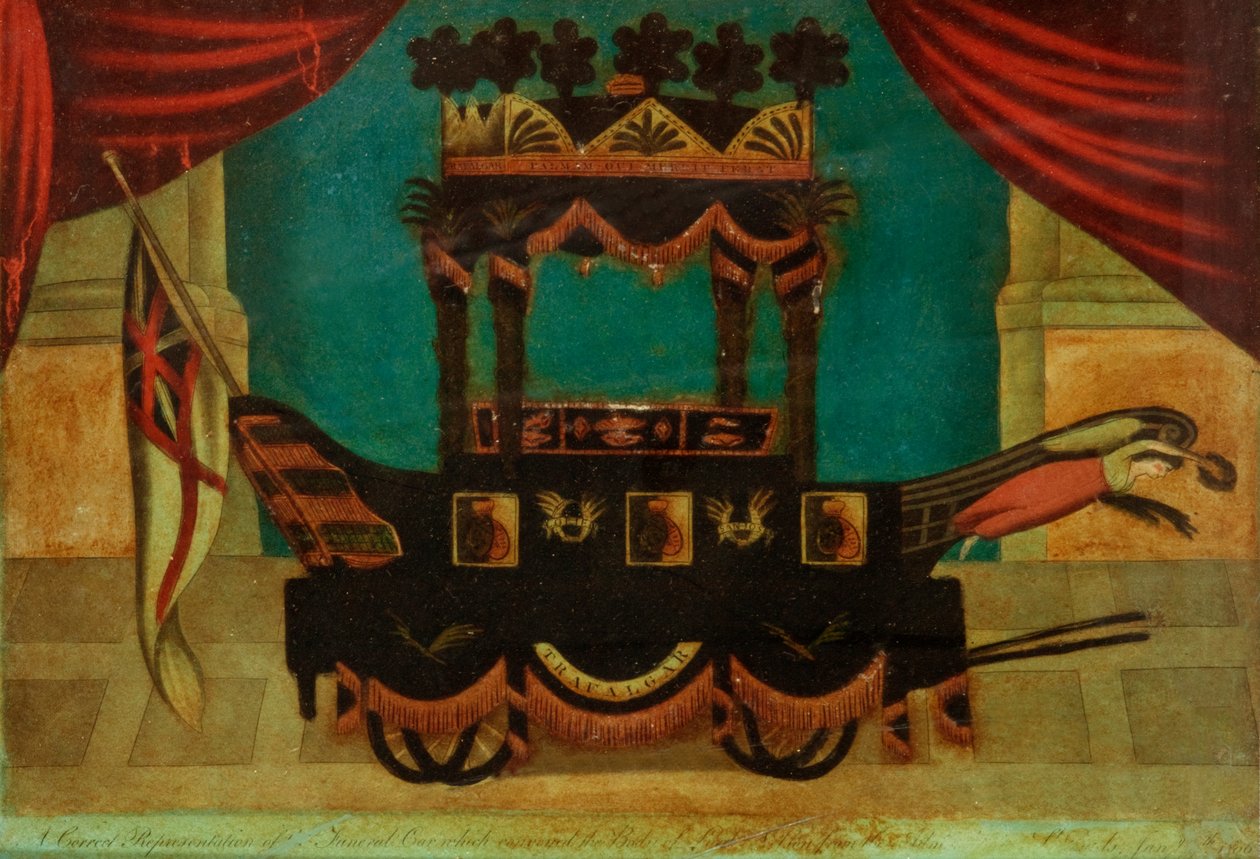 Wheeled coach decorated in gold and black by School British