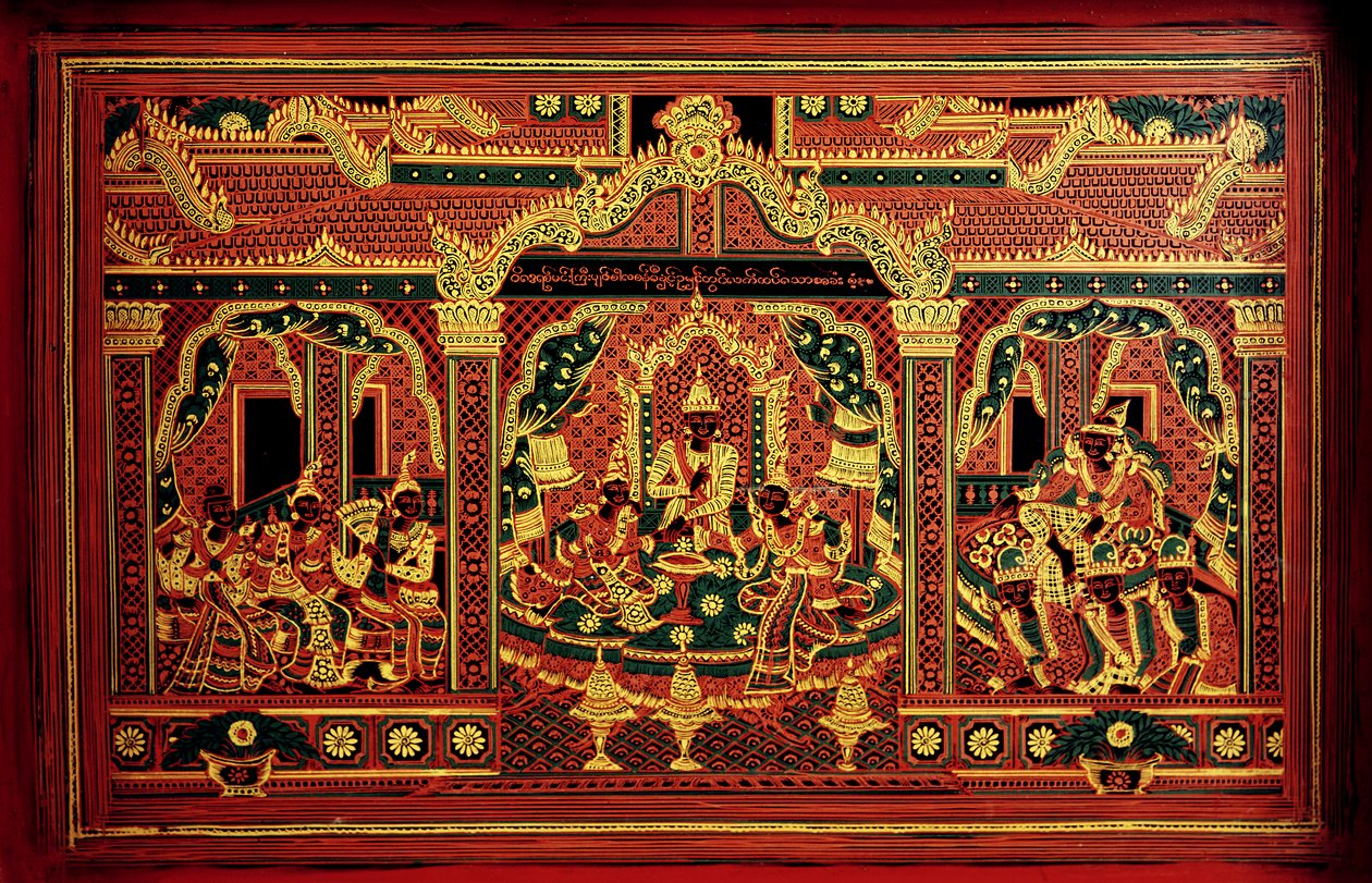 Detail of a Manuscript Chest from Myanmar by School Burmese