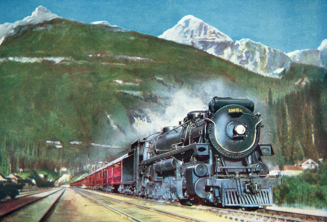 Canadian Pacific Railway at the foot of the Rocky Mountains by School Canadian